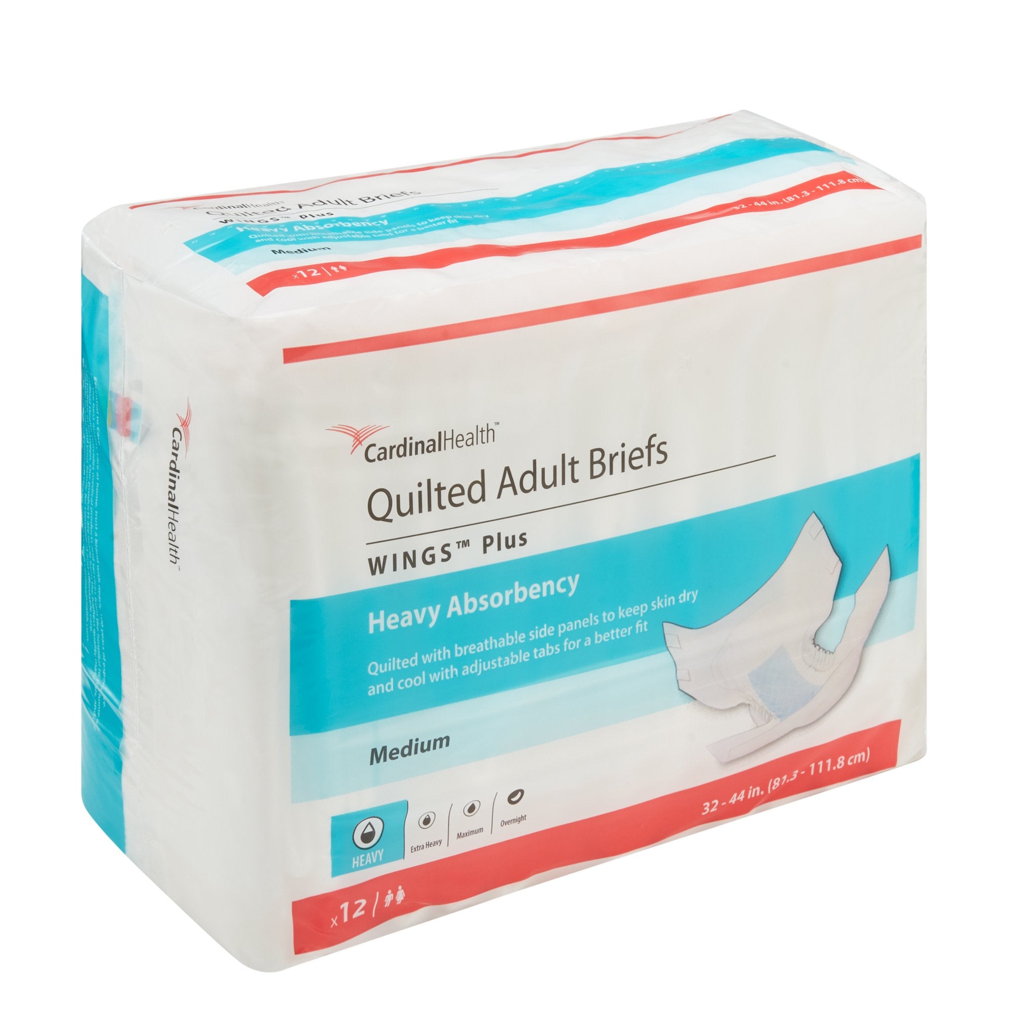 Wings™ Plus Quilted Heavy Absorbency Incontinence Brief, Medium 66033
