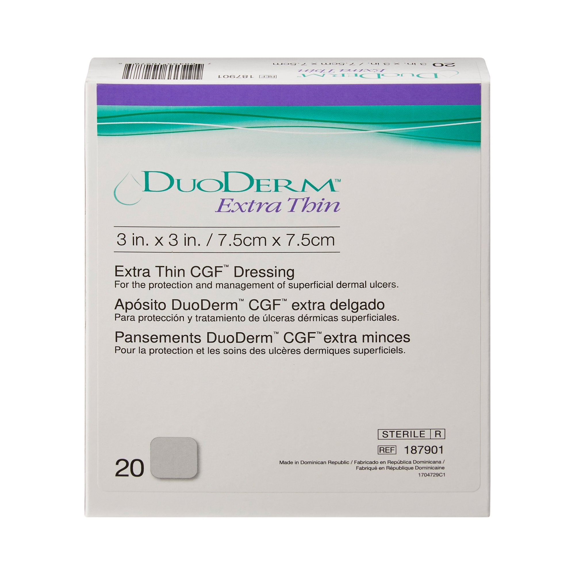 DuoDerm® Extra Thin Hydrocolloid Dressing, 3 x 3 Inch 187901