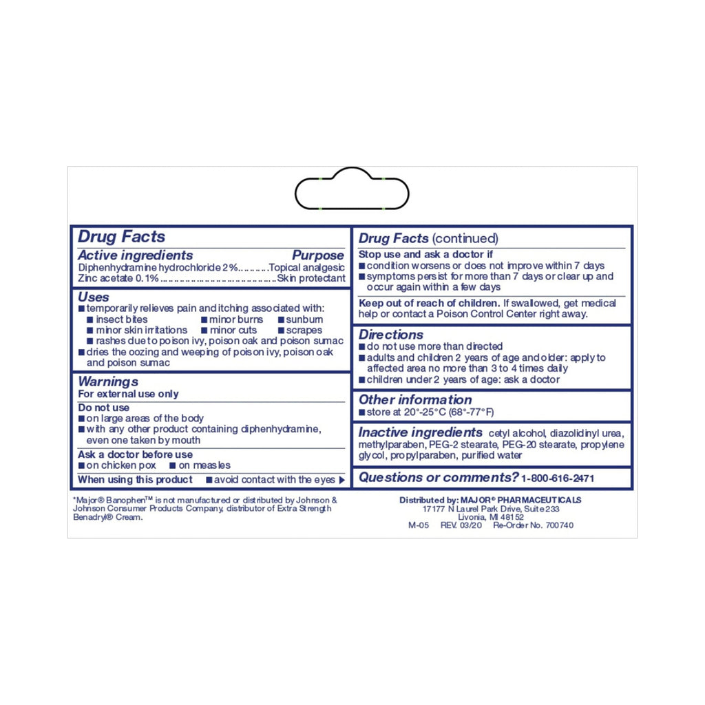 Banophen™ Diphenhydramine HCl / Zinc Acetate Itch Relief, 1 ounce tube 00904535431