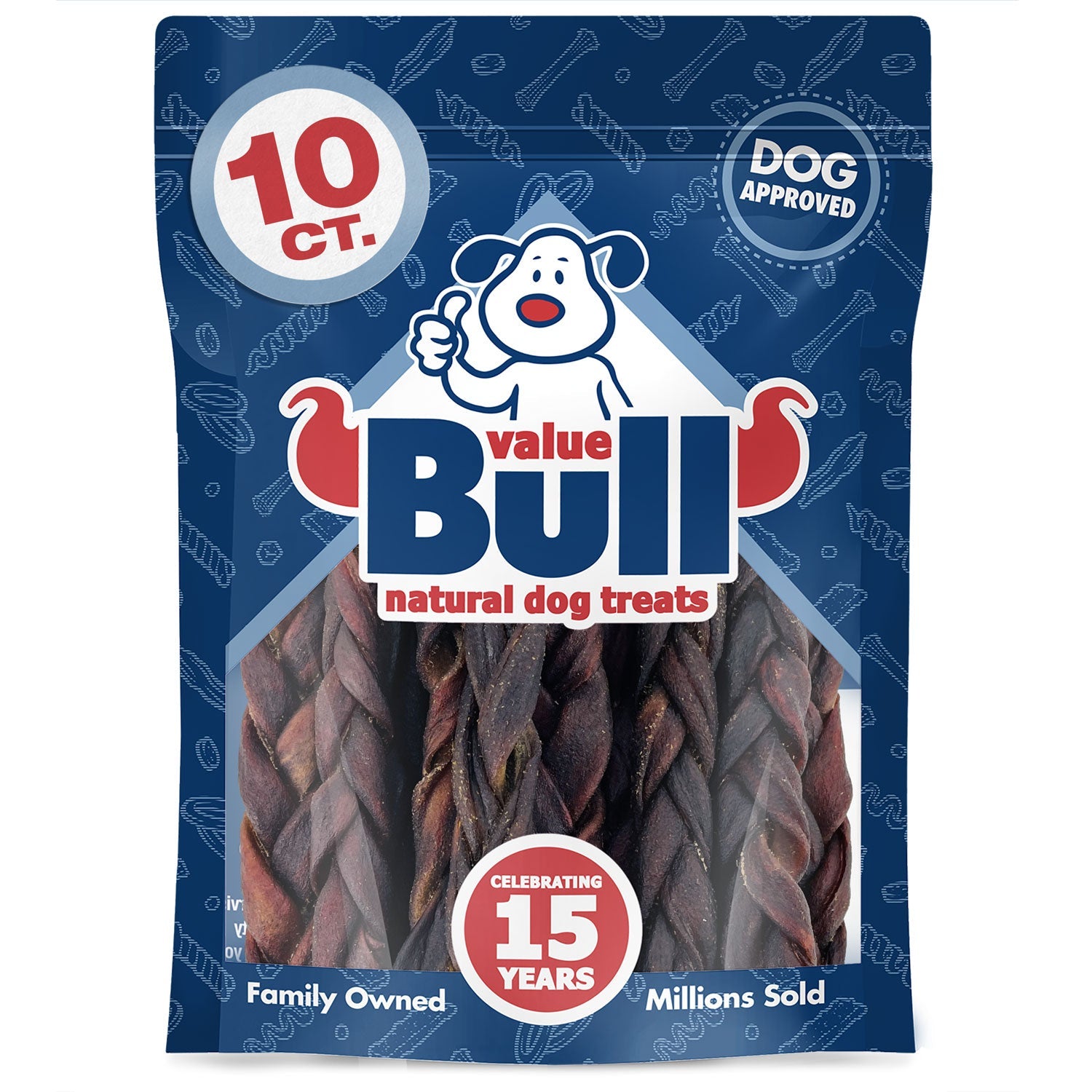 ValueBull Beef Collagen Braids for Dogs, 6 Inch Medium Chews, 10 Count