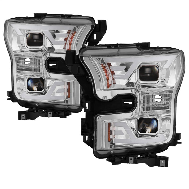 SPYDER xTune 15-17 Ford F-150 DRL LED Light Bar Projector Headlights - Chrome (PRO-JH-FF15015-LB-C) 9042959