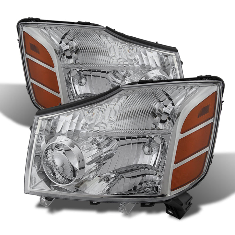 SPYDER Xtune Nissan Titan 04-14 / Armada 04-07 OEM Amber Head Lights Set Chrome HD-JH-NTI04-AM-C 5079923