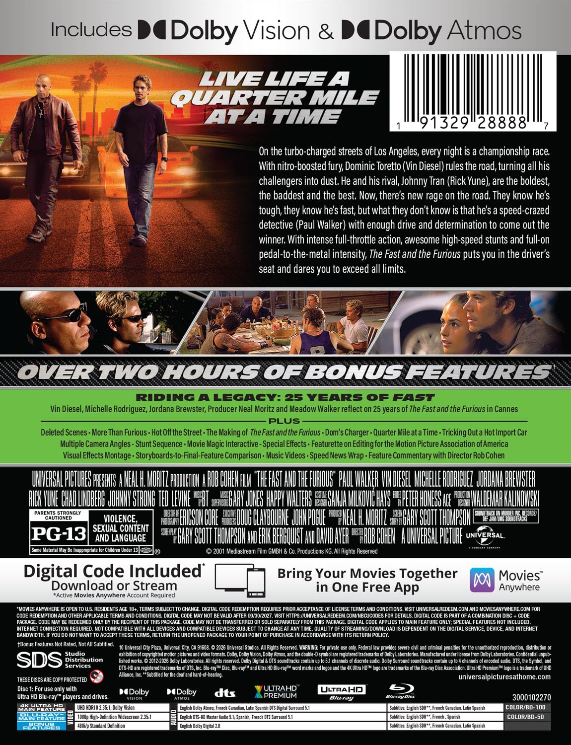 The Fast and the Furious - 25th Anniversary Limited Edition Steelbook (4K Ultra HD + Blu-ray + Digital)