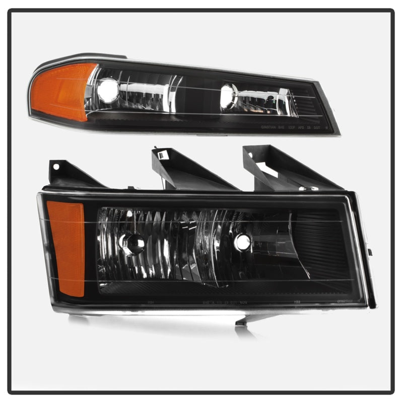 SPYDER Xtune Chevy Colorado 04-12 OEM Headlights w/ Bumper Lights Black HD-JH-CCOL04-SET-BK 9032110