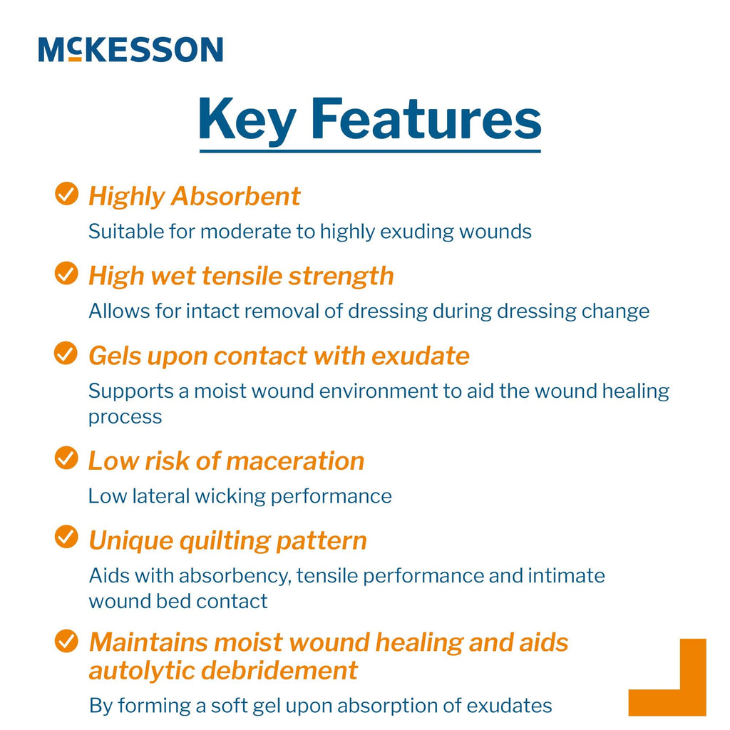 McKesson Gelling Fiber Wound Dressing, 4 x 4-3/4 Inch 87400
