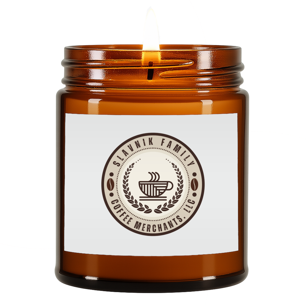 Slavnik Family Coffee Logo Amber Jar Candle 01