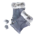 Fingerless Faux Fur Trim Faux Suede Gloves Drawstring