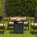 28 Inch Propane 50 000 BTU Patio Square Gas Fireplace with Lava Rock-Black