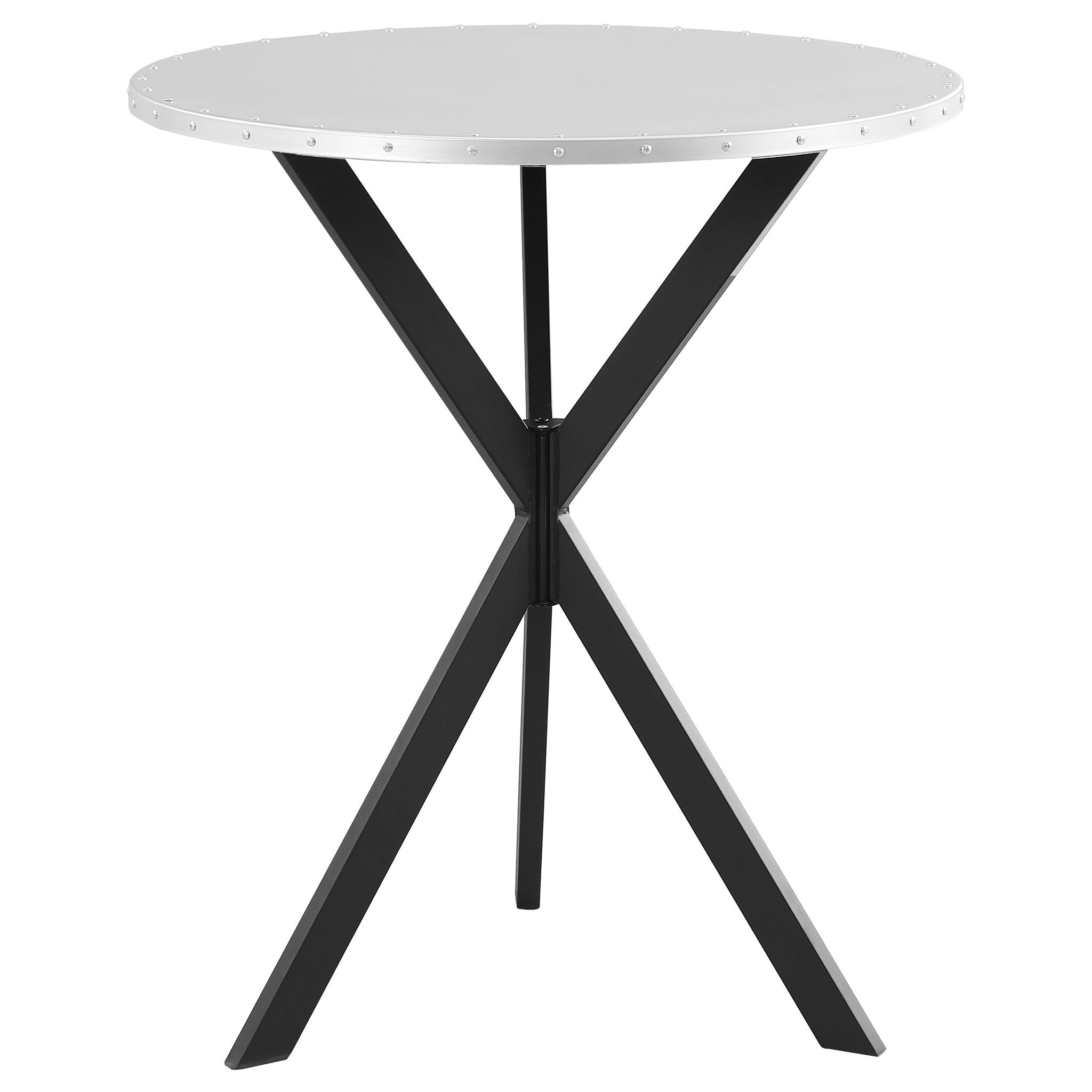Fitz - Round Bistro Bar Table With X Base - Silver - PhishStones Products