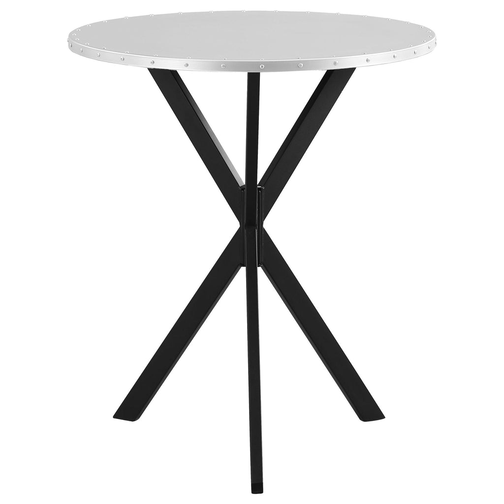 Fitz - Round Bistro Bar Table With X Base - Silver - PhishStones Products