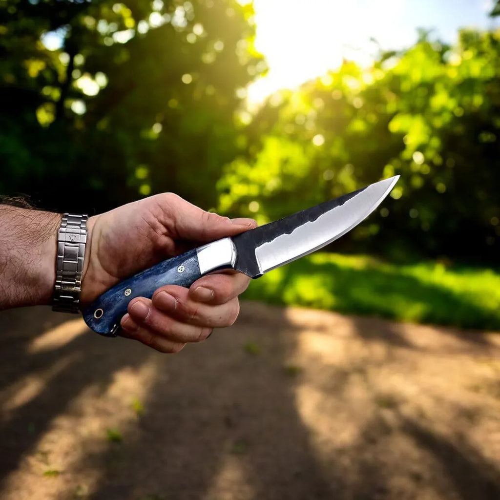 Fixed Blade Hunting Knife With Camel Bone Handle - PhishStones Products