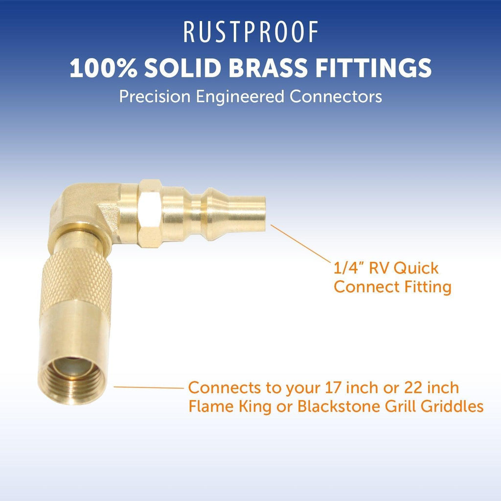 Flame King RV Quick Connect Elbow Adapter for 17" or 22" Griddle