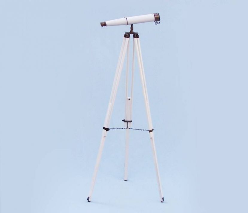 Floor Standing Admirals Bronzed With White Leather Binoculars 62""
