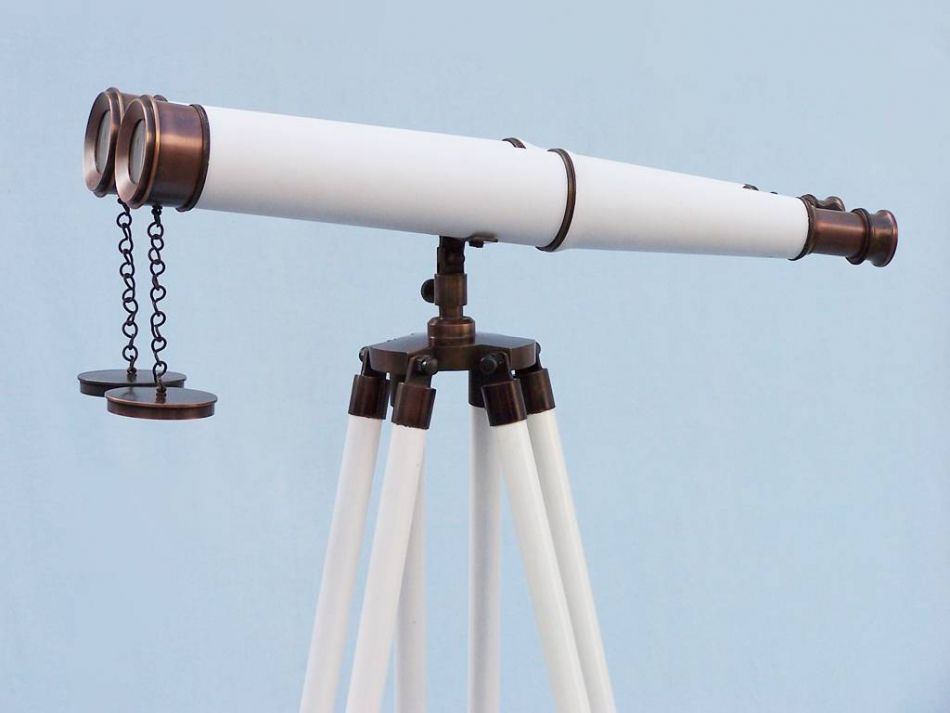 Floor Standing Admirals Bronzed With White Leather Binoculars 62""