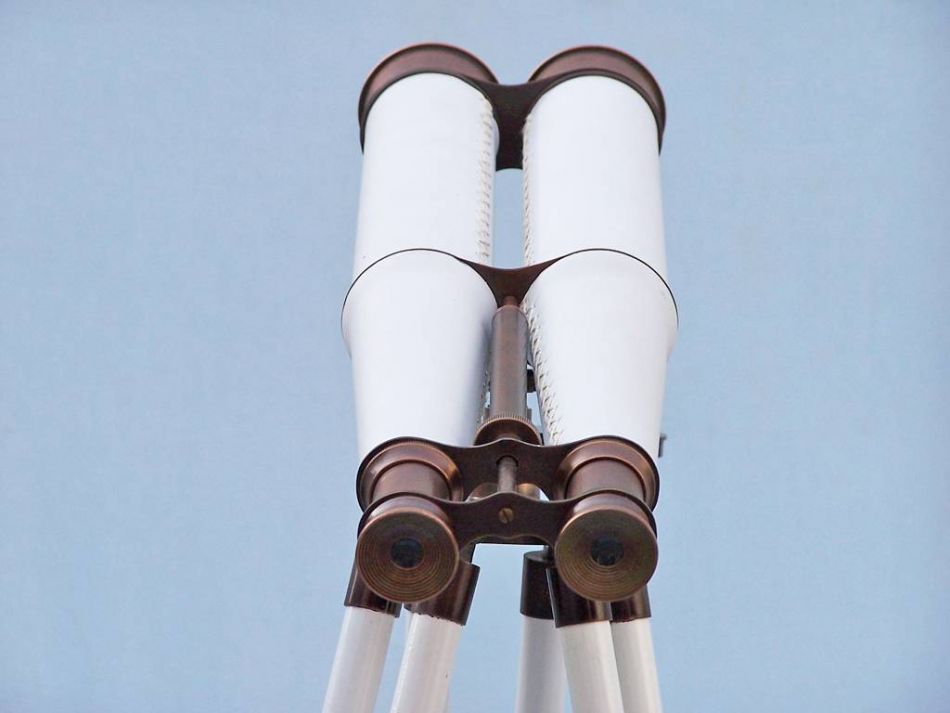 Floor Standing Admirals Bronzed With White Leather Binoculars 62""