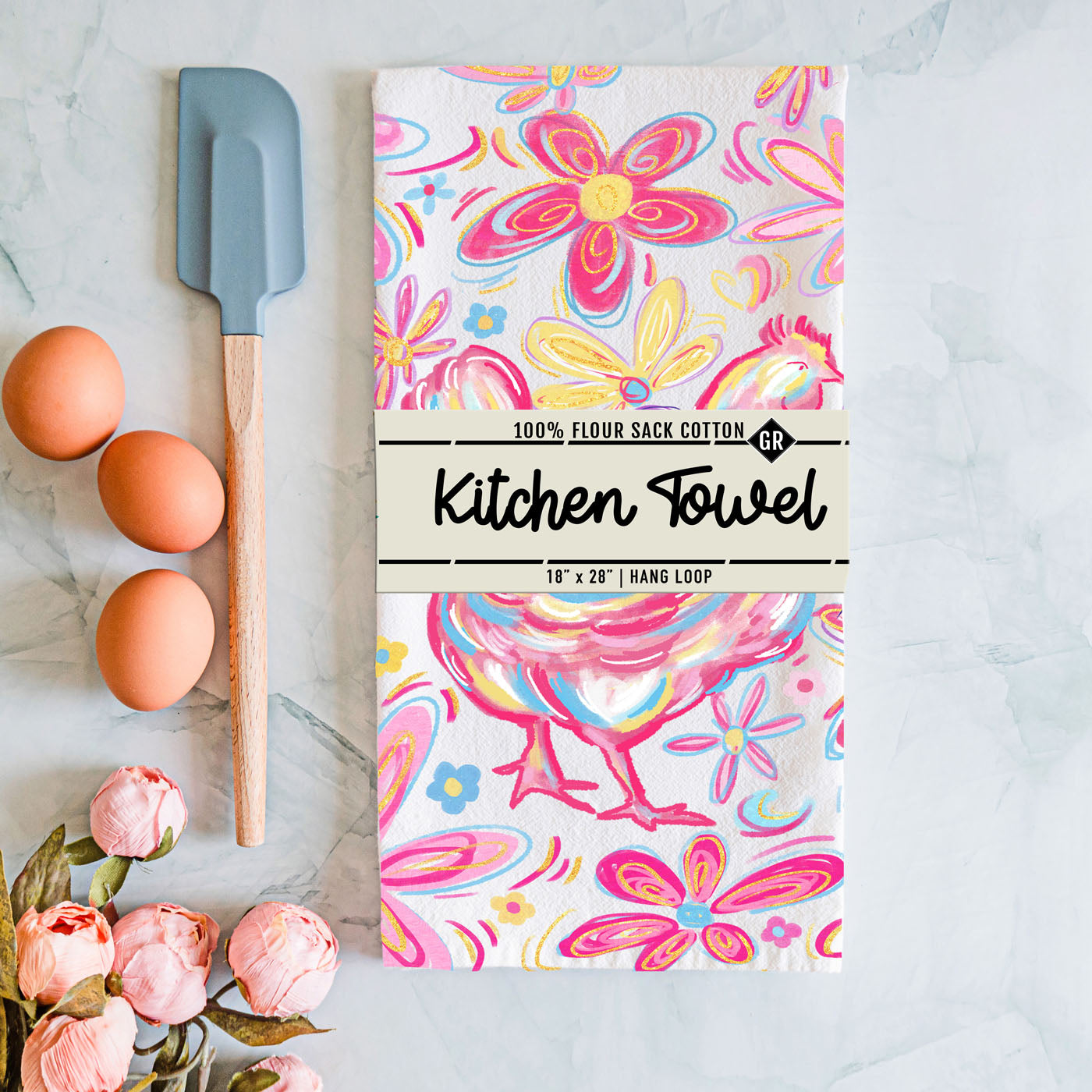 Floral Boho Chicken Towel