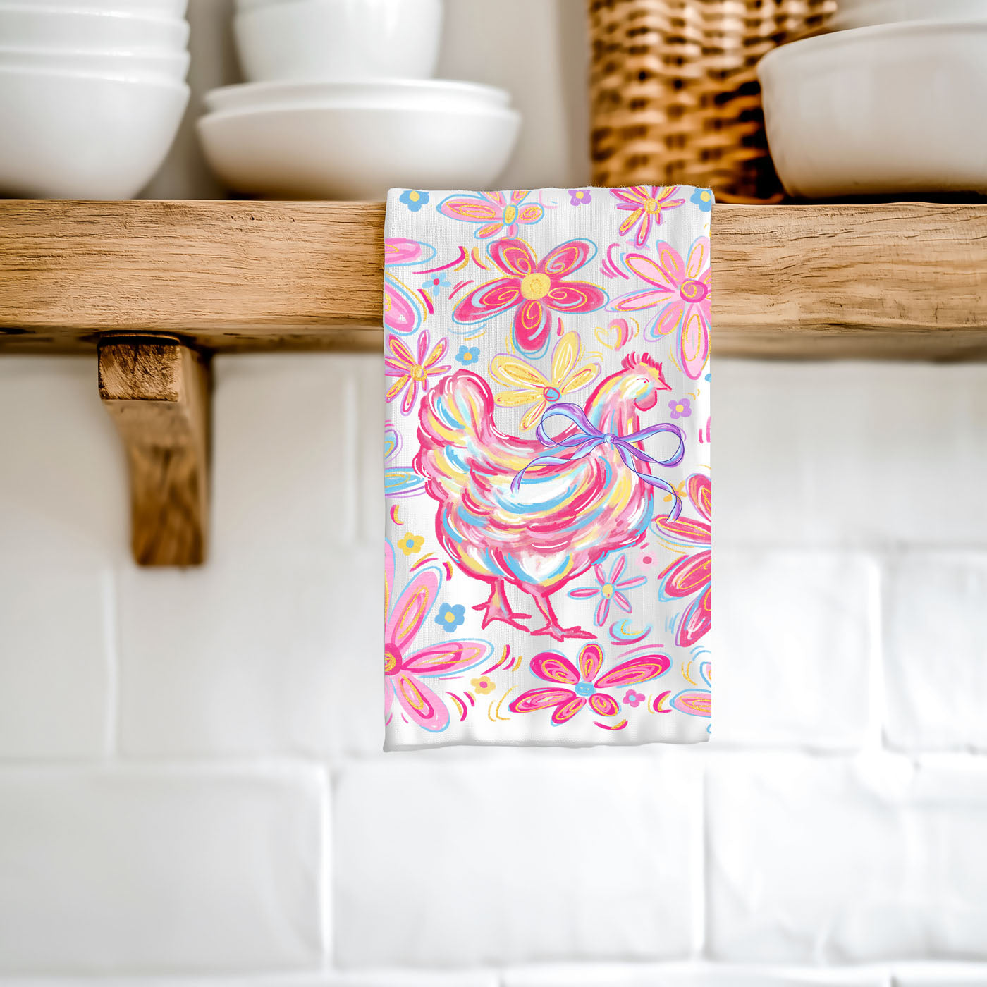 Floral Boho Chicken Towel