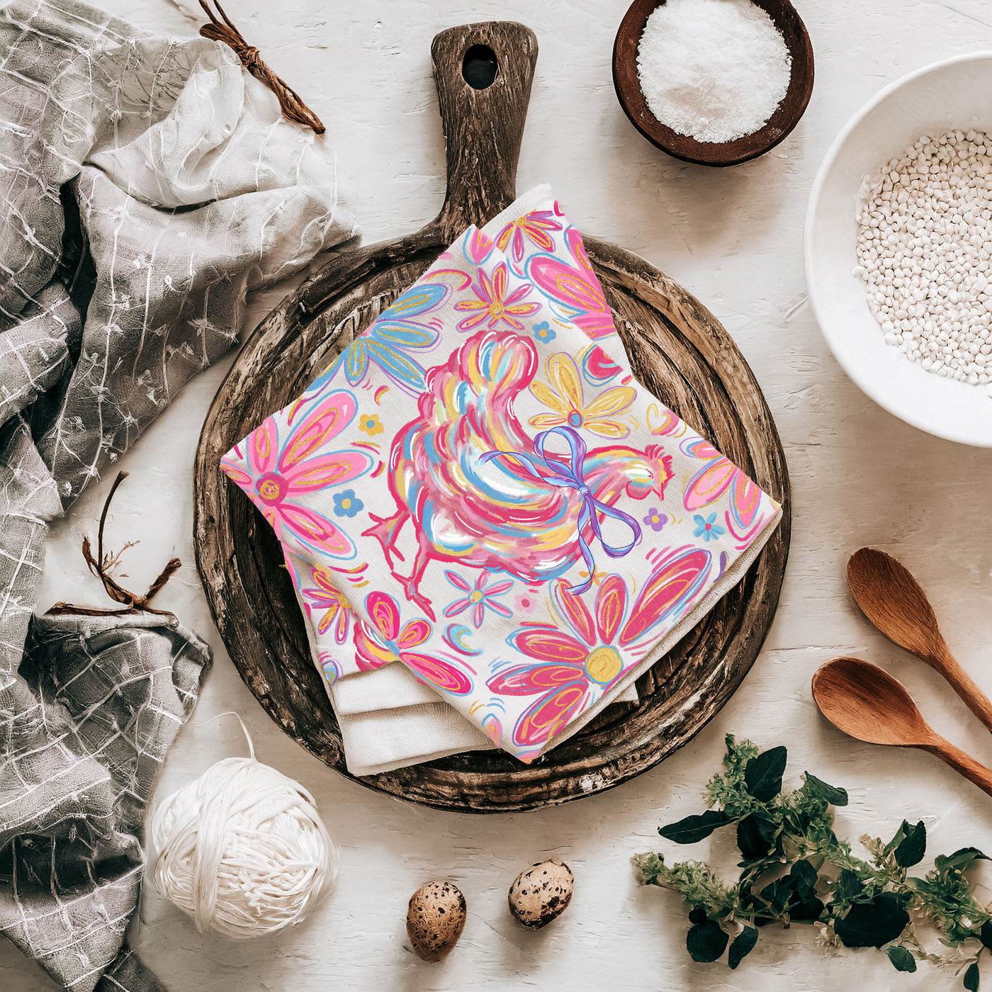 Floral Boho Chicken Towel