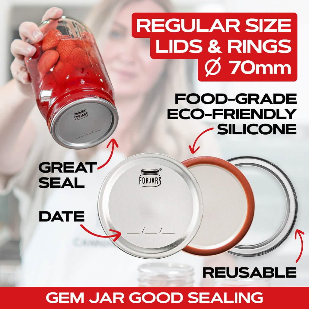 12 Regular Mouth Canning Lids + 12 Rings