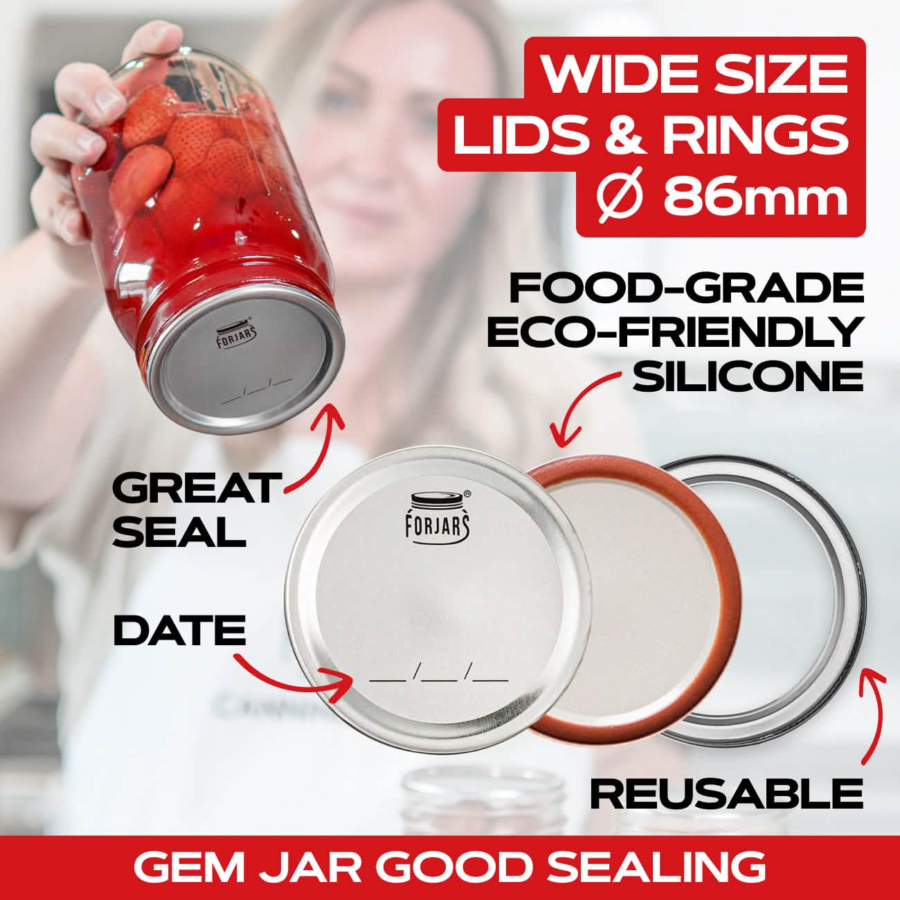 12 Wide Mouth Canning Lids + 12 Rings
