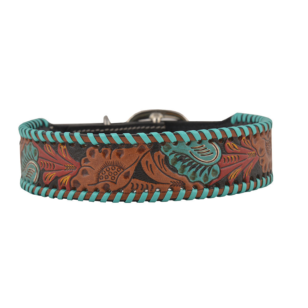 Full bloom Hand - Tooled Leather Dog Collar - PhishStones Products