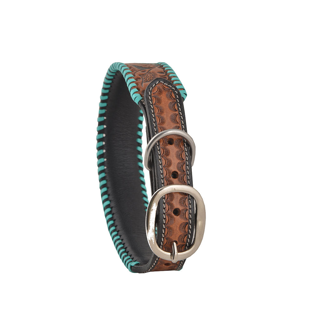 Full bloom Hand - Tooled Leather Dog Collar - PhishStones Products