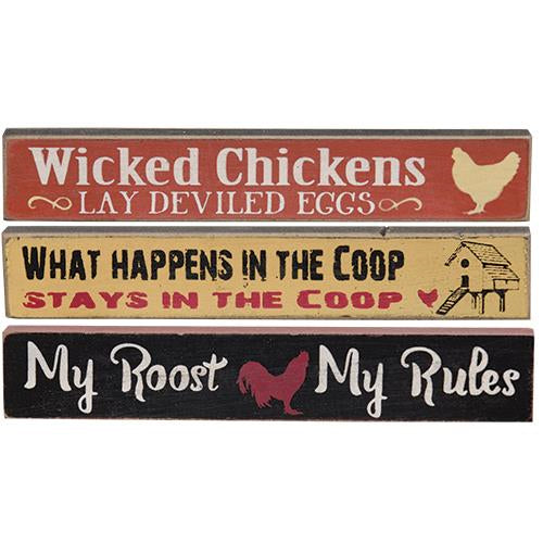My Roost My Rules Mini Stick 3 Asstd.  (Pack of 4)