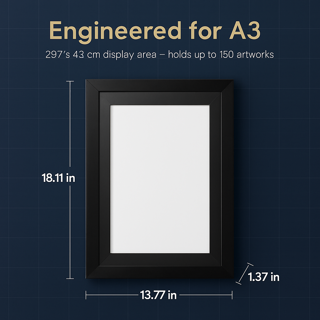Kids Art Frame - Front-Opening Wooden Display for Artwork
