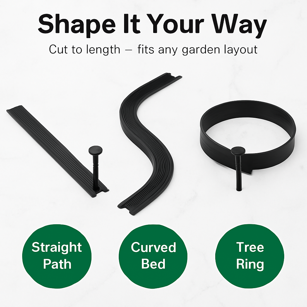 Non-Digging Plastic Garden Edging Kit for Lawn and Flower Beds