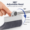 4-in-1 Upright Broom and Dustpan Set - Stainless Steel Handle
