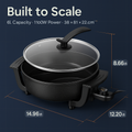 6L Electric Hot Pot with Divider 1100W Dual-Flavor Pot Shabu Shabu Pot Non-Stick with 5-Temp Control for Shabu Shabu Fondue Perfect for Family Gatheri
