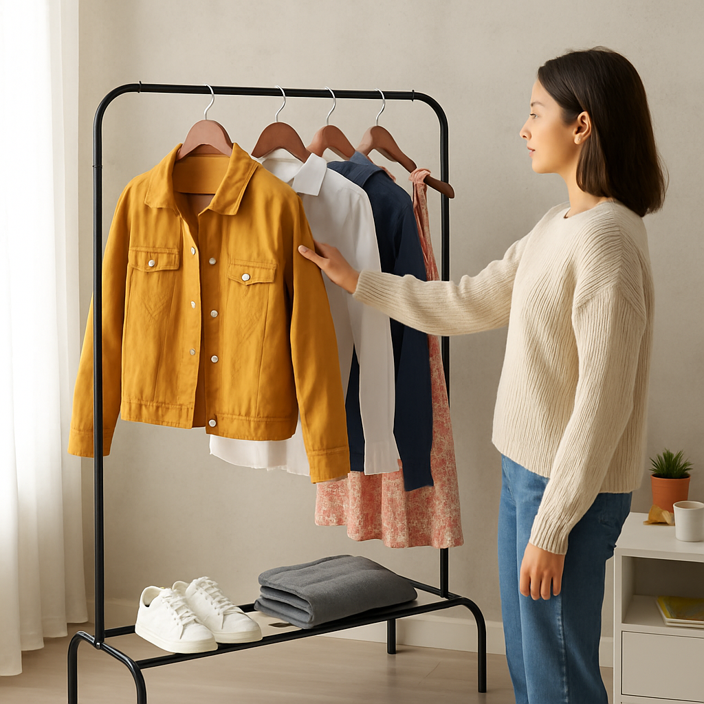 Freestanding Garment Rack for Home and Dormitory Storage
