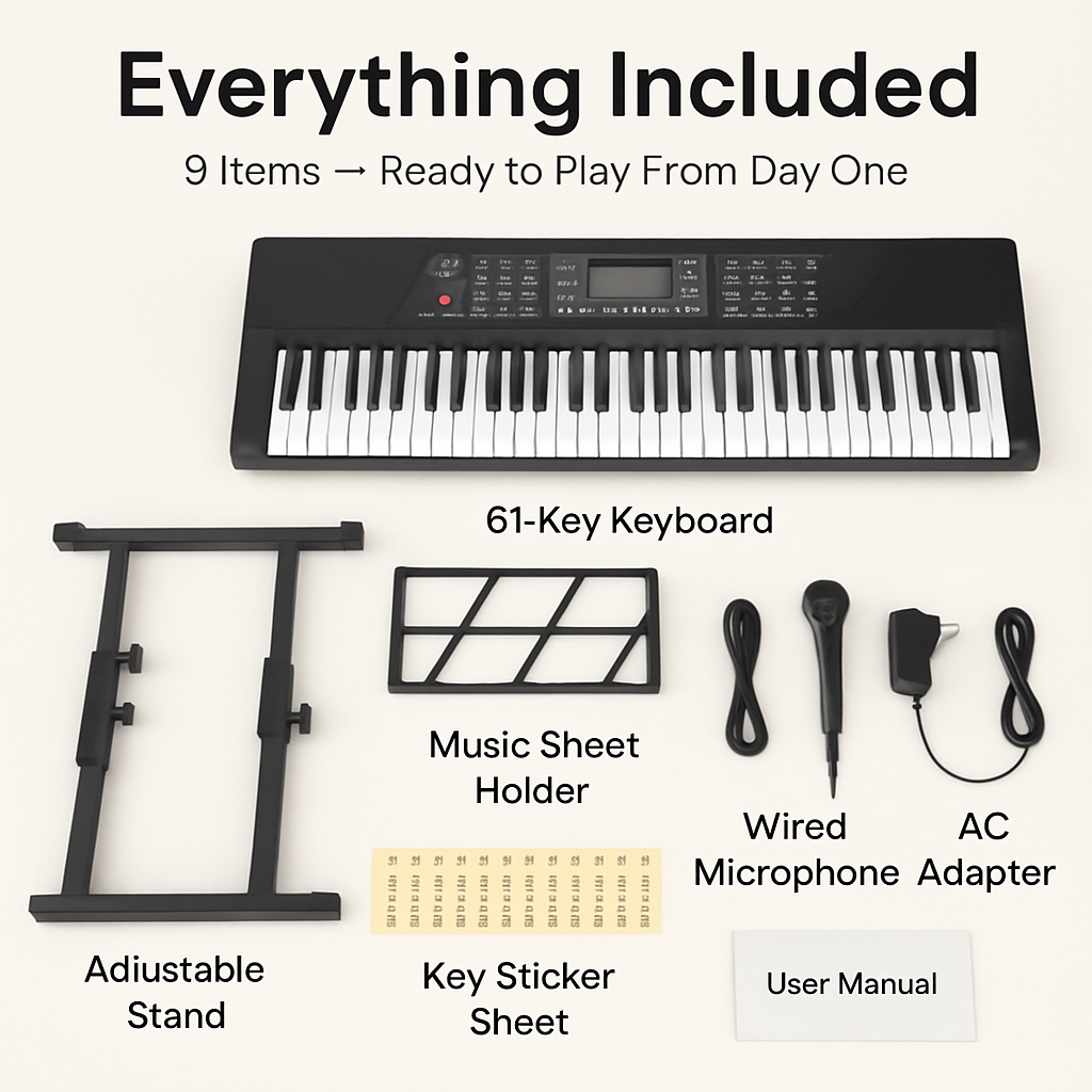 61-Key Digital Music Keyboard for Kids with Stand