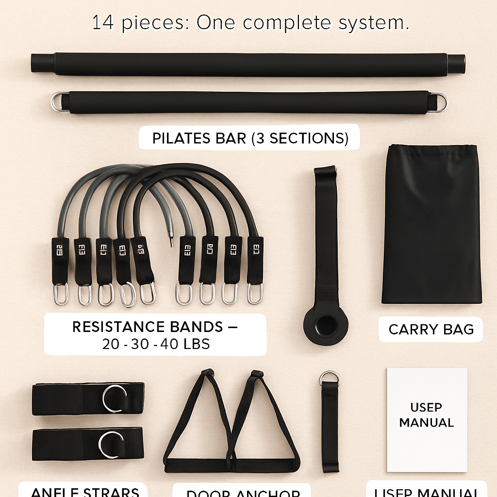 Pilates Bar Kit with Resistance Bands for Full Body Toning