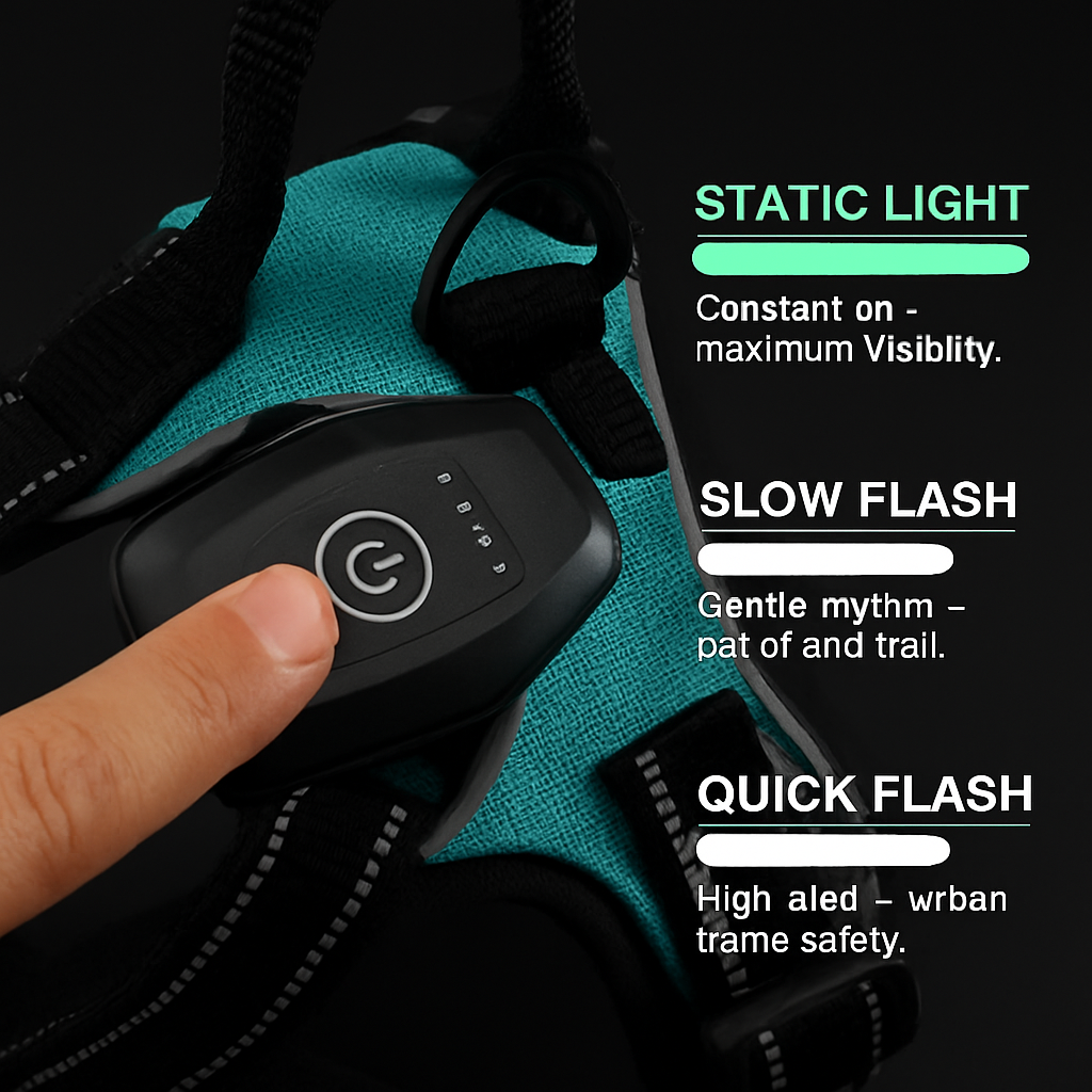 Light Up Dog Harness with Rechargeable LED Lights and Handle