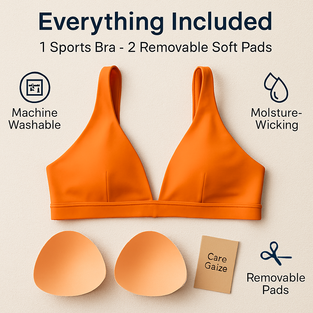 Women Deep V-Neck Sports Bra for Gym - Low-Impact Comfort