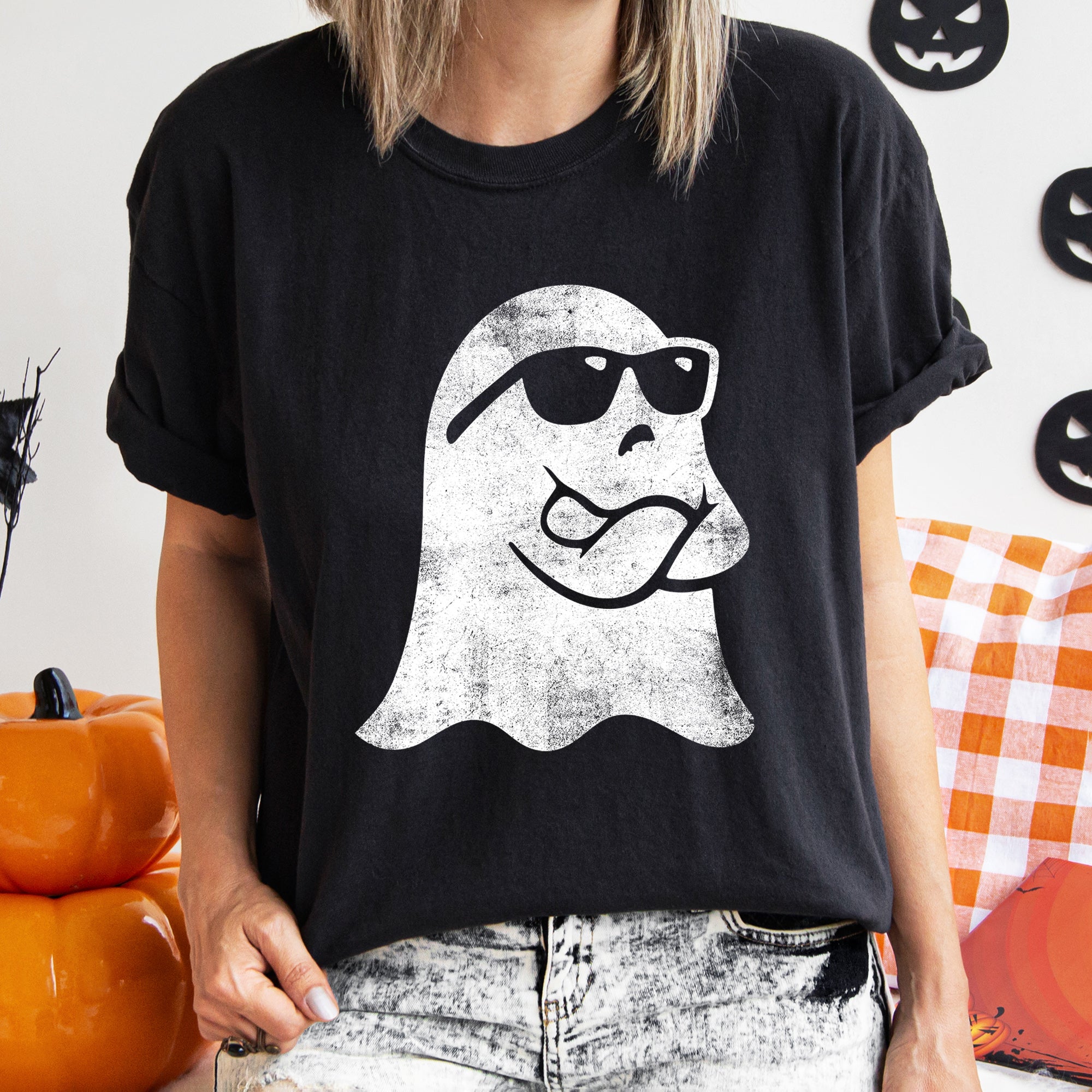 Vintage Inspired Ghost Arms Crossed Retro Halloween Limited Edition Comfort Colors Tee