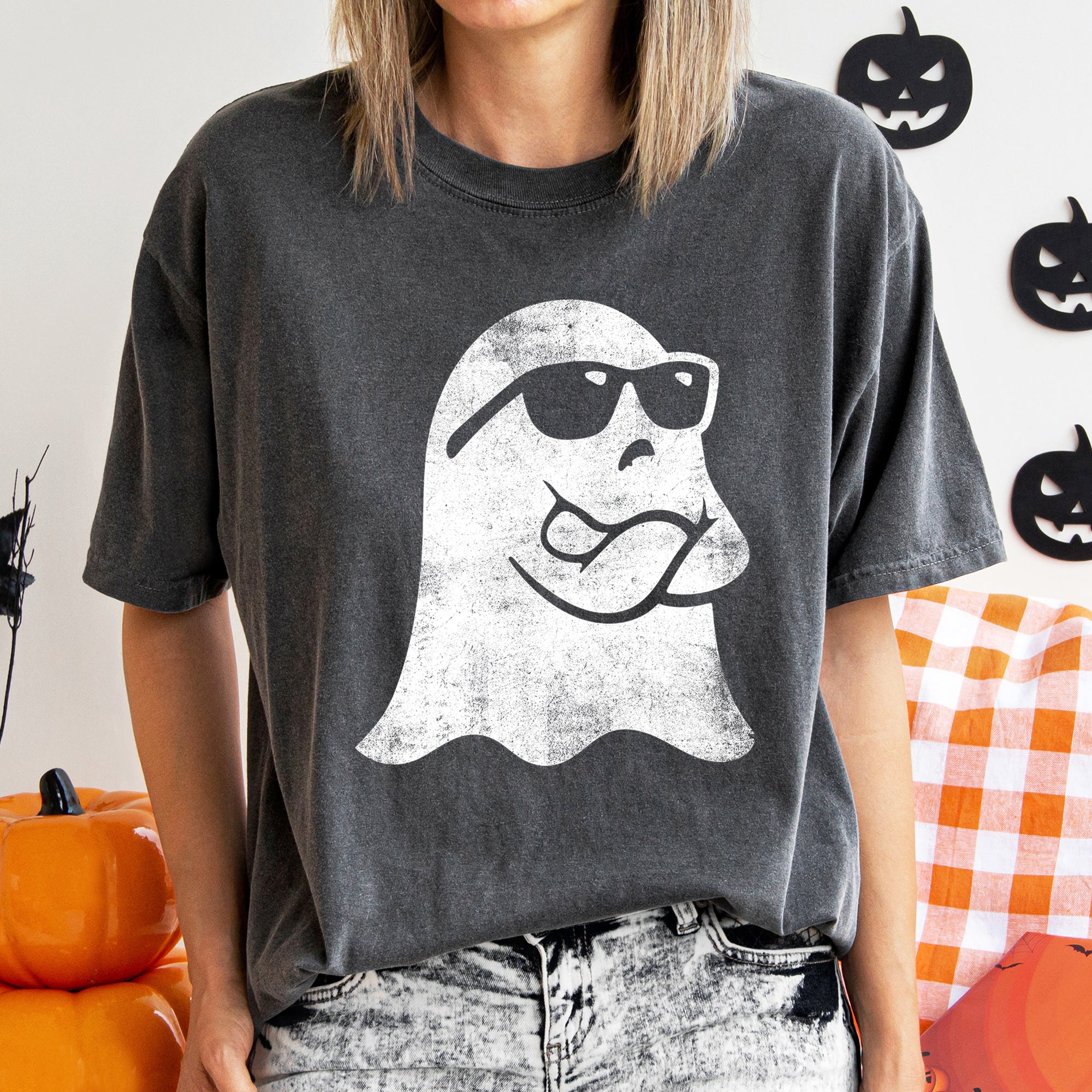 Vintage Inspired Ghost Arms Crossed Retro Halloween Limited Edition Comfort Colors Tee
