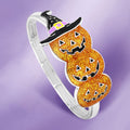 Glittered Halloween Pumpkin Witch Hat Stretch Bracelet