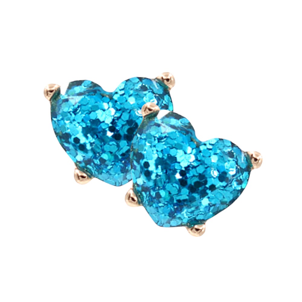 Glittered Heart Stud Earrings