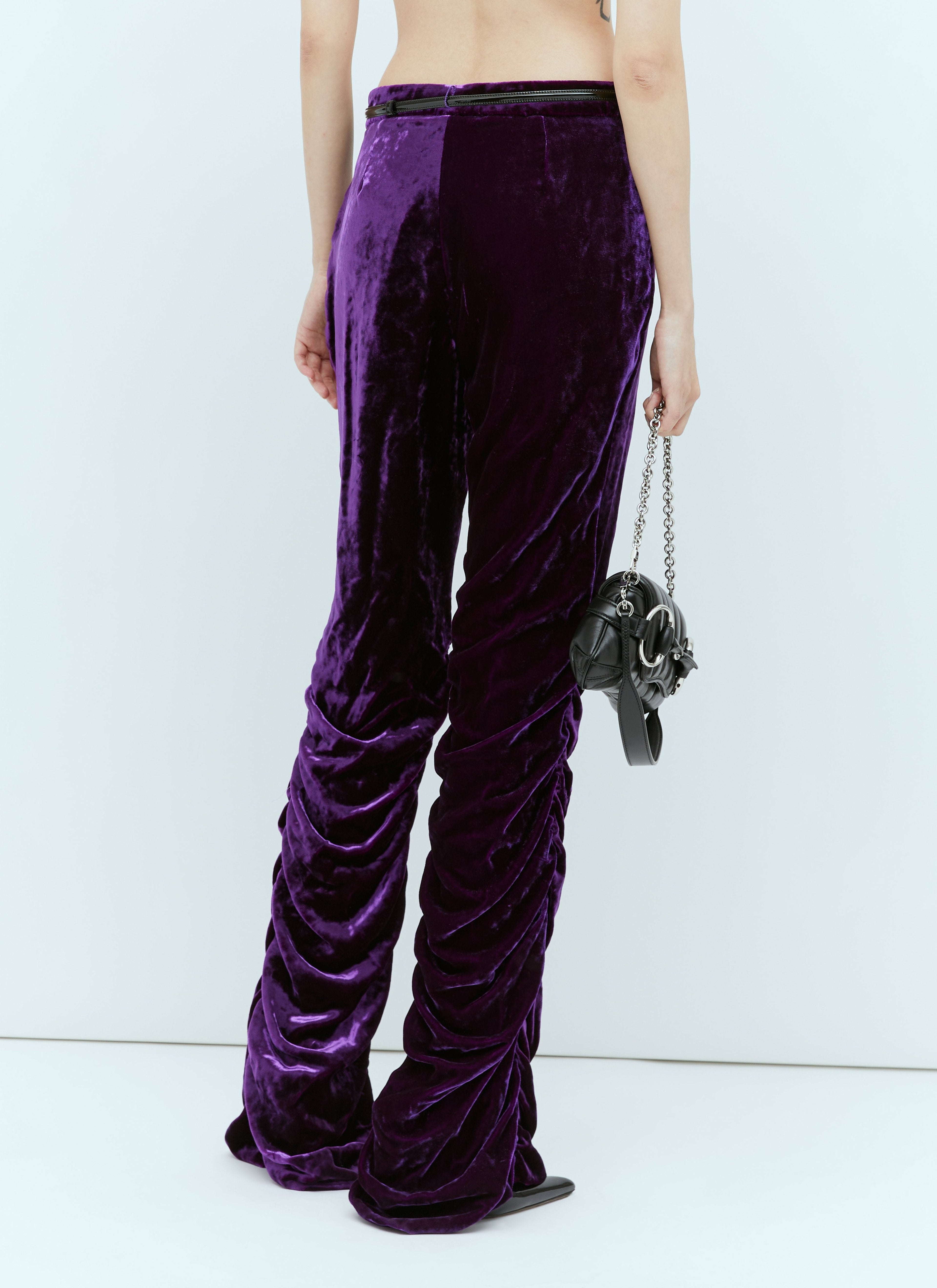 Gucci Women Horsebit Belt Velvet Pants