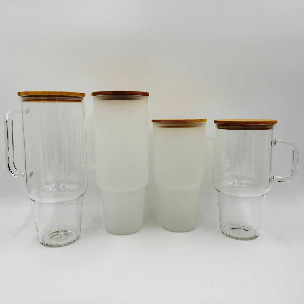 Hailey Brook Designs 32oz or 40oz Sublimation Clear or Frost Glass Tumbler, Mug, Cup With Bamboo Lid and Straw - PhishStones Products
