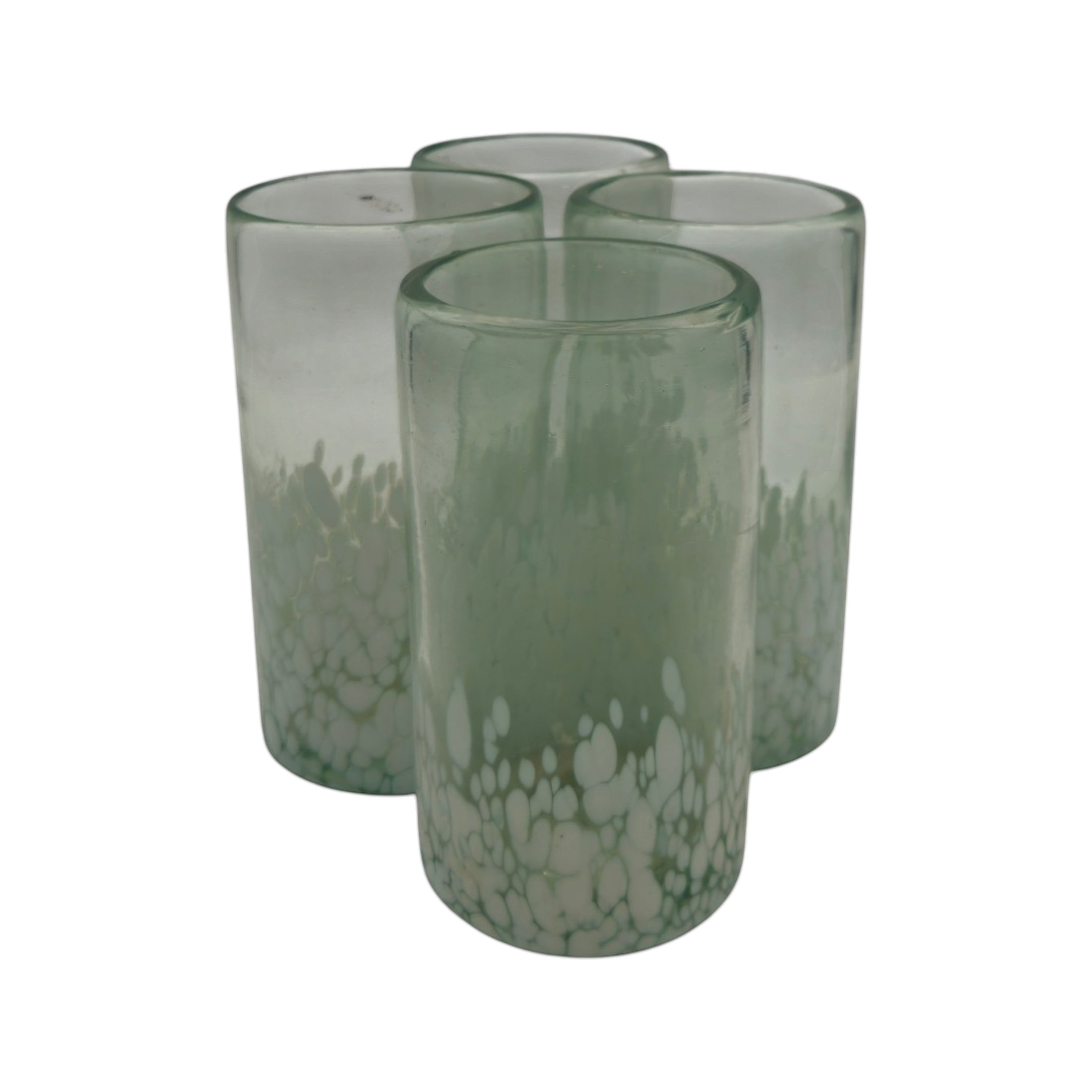 Hand-Blown Mexican Highball Glass | White & Clear Artisan Design
