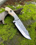 Hand - Engraved Hunting Knife – Custom Fixed Blade with Bone Handle & Ornate Scrollwork - PhishStones Products