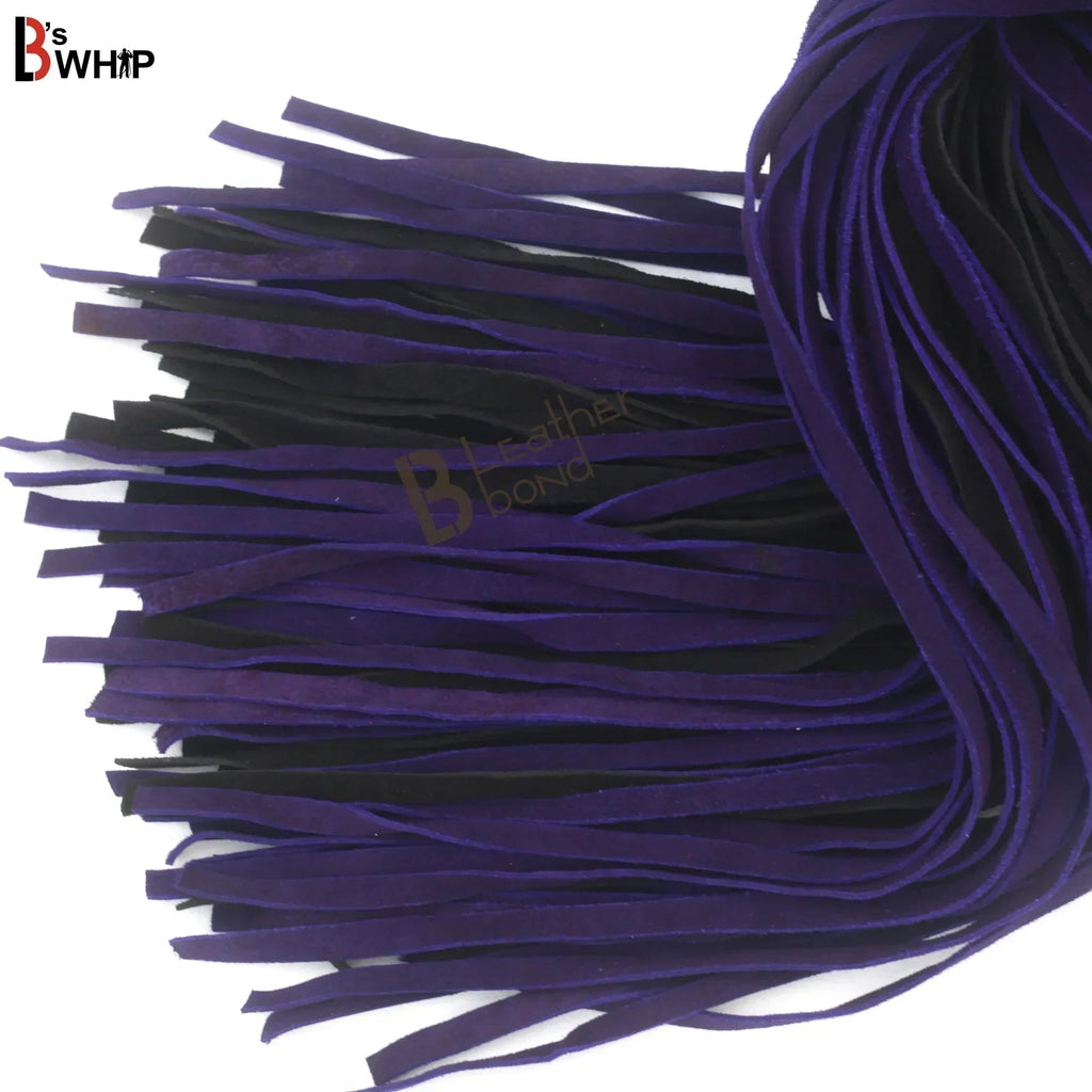 💜🖤 Real Cowhide Suede Leather Flogger 50 Falls Purple and Black Heavy Duty Thuddy Whip | BDSM Impact
