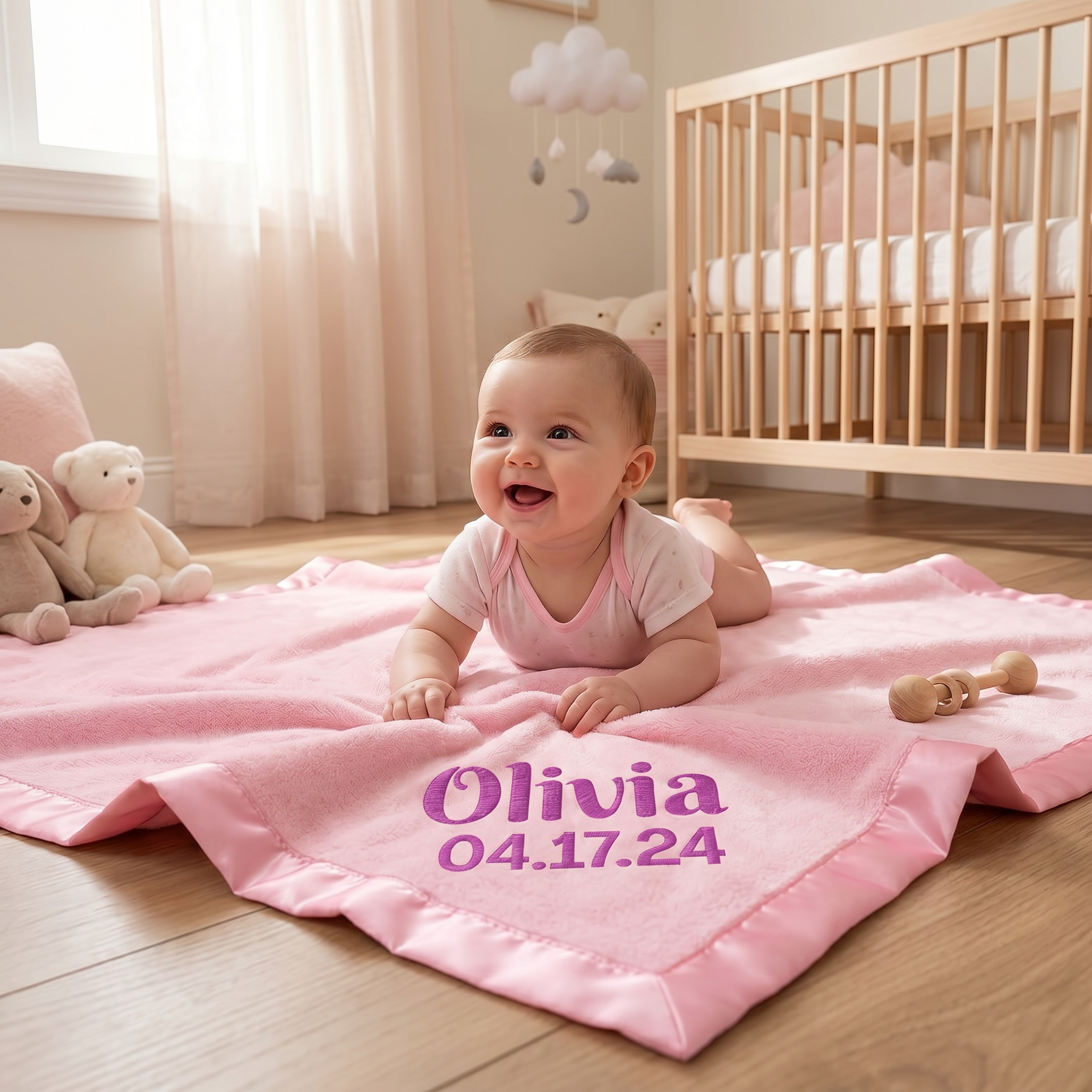 Personalized Baby Blanket with Embroidered Name