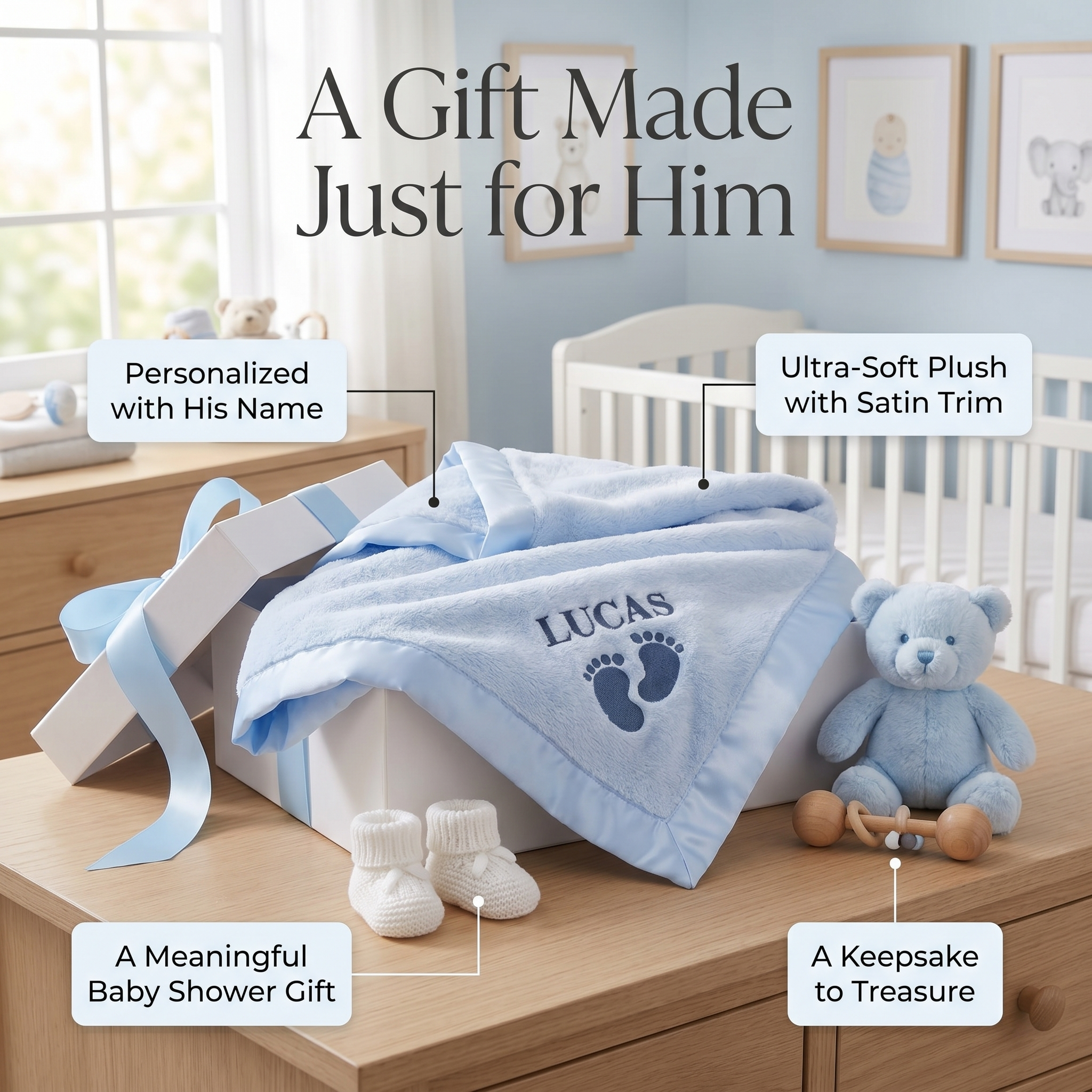 Personalized Baby Blanket with Embroidered Name