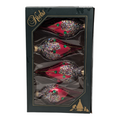 Krebs Value Glass Ornament 4 pack - Red Sequined Teardrops