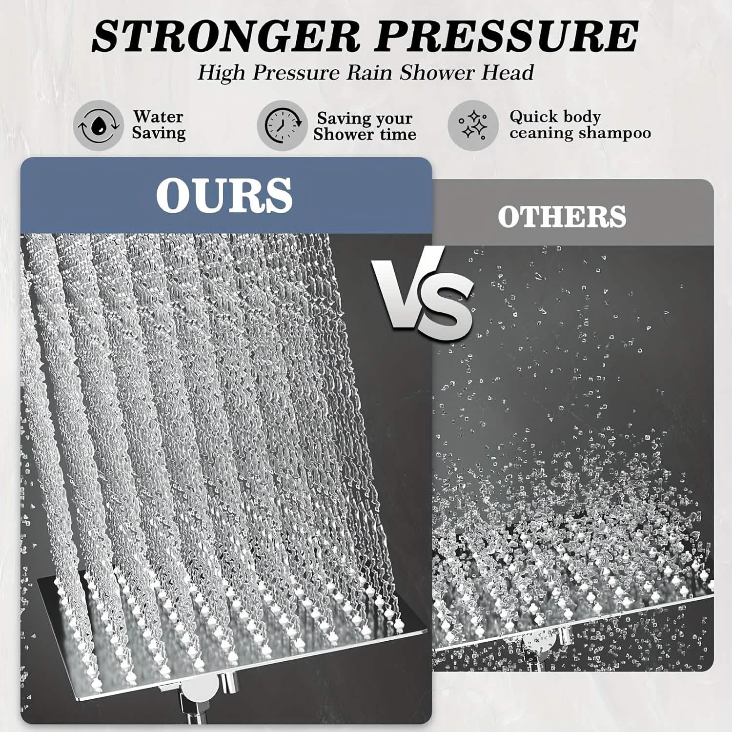 High Pressure Rainfall & Handheld Shower Head – Adjustable, Chrome/Black - PhishStones Products