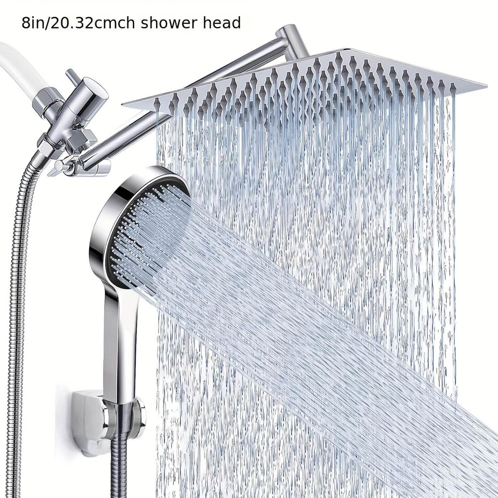 High Pressure Rainfall & Handheld Shower Head – Adjustable, Chrome/Black - PhishStones Products